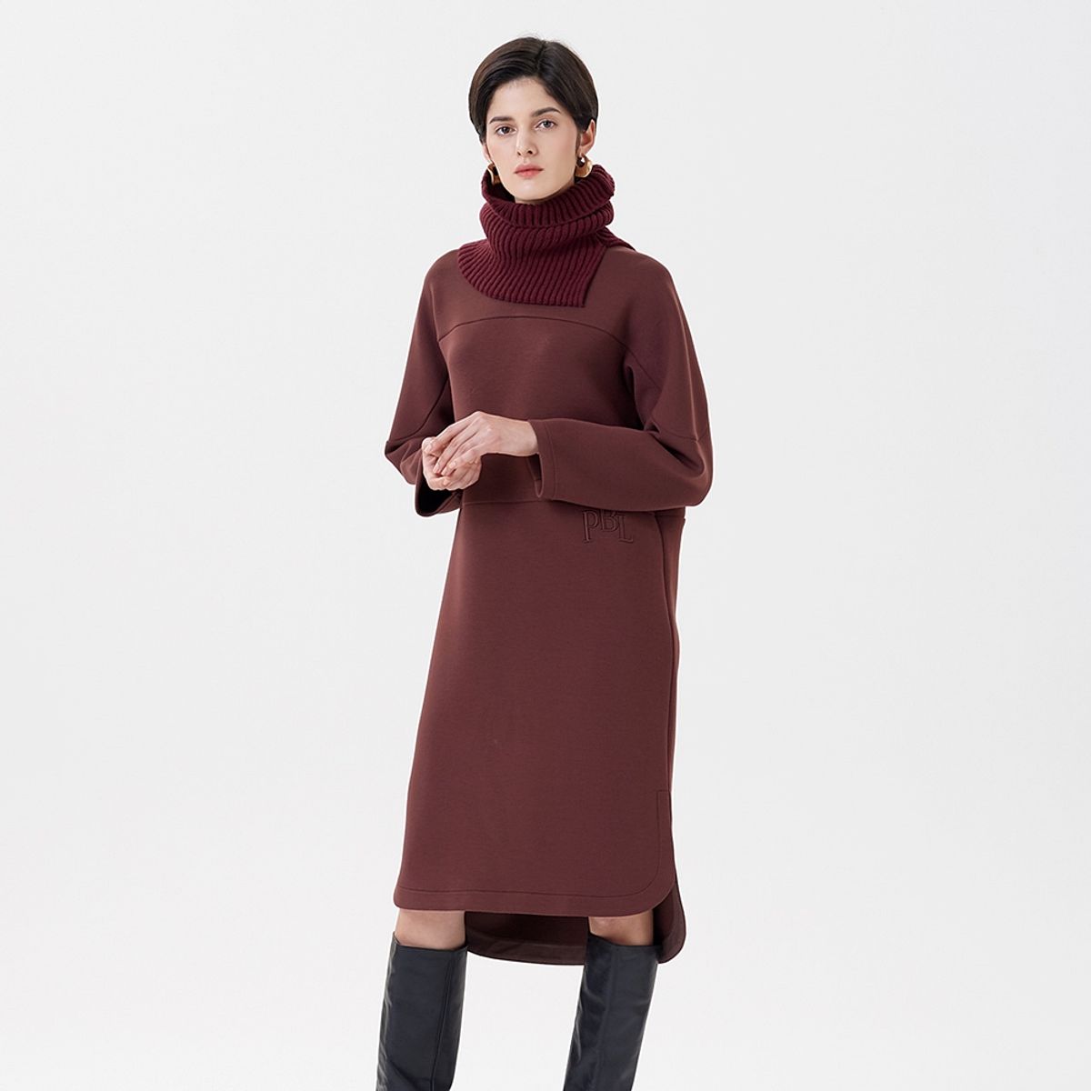 핀블랙(PINBLACK) TURTLE KNIT ONE-PIECE WINE