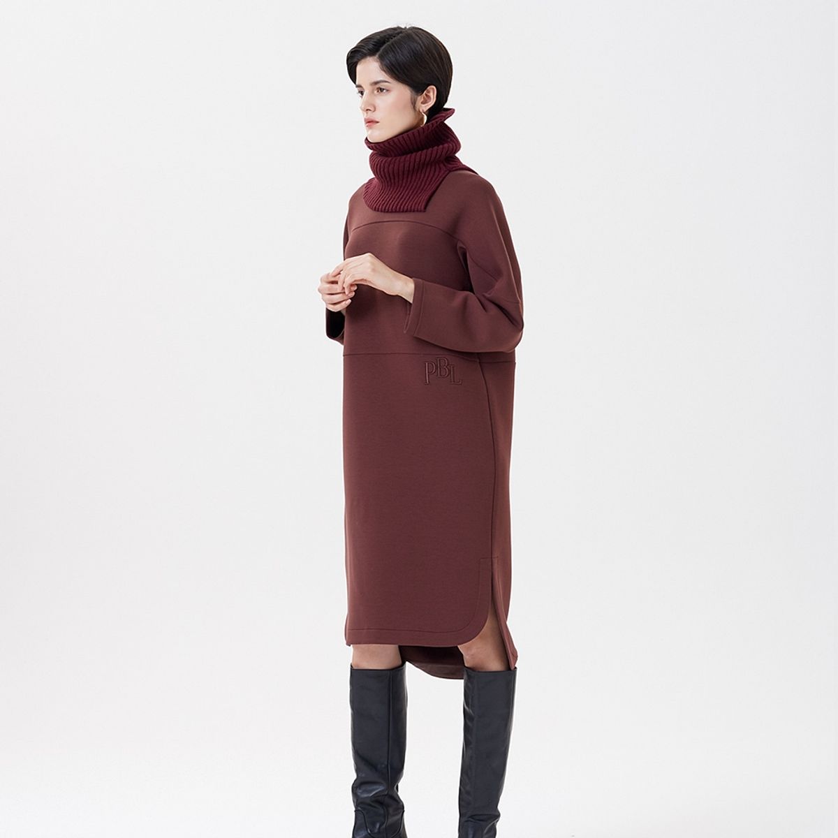 핀블랙(PINBLACK) TURTLE KNIT ONE-PIECE WINE