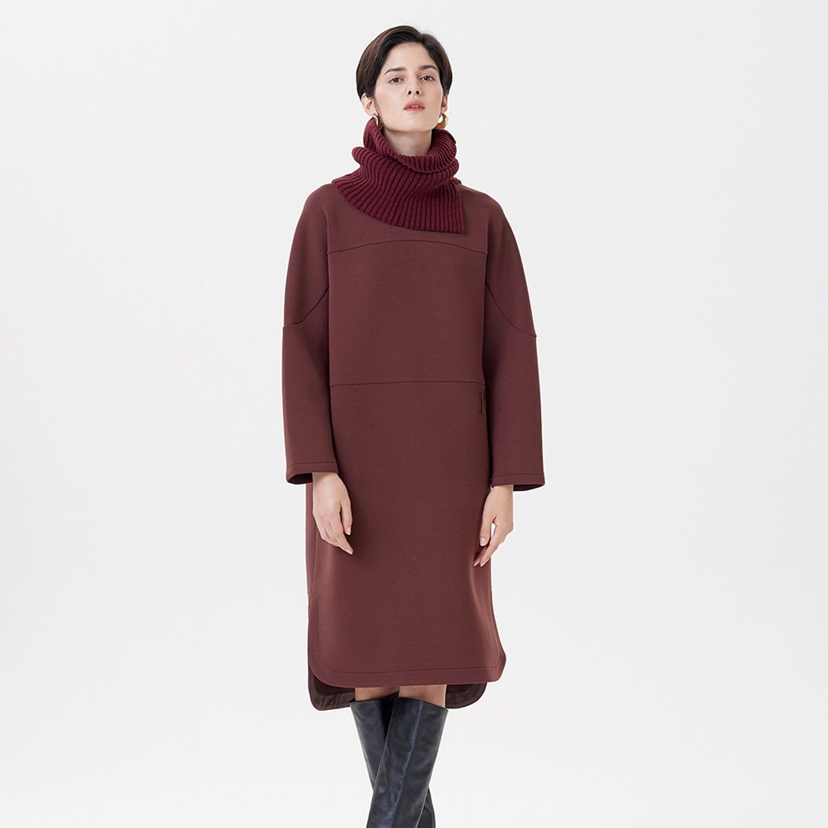 핀블랙(PINBLACK) TURTLE KNIT ONE-PIECE WINE