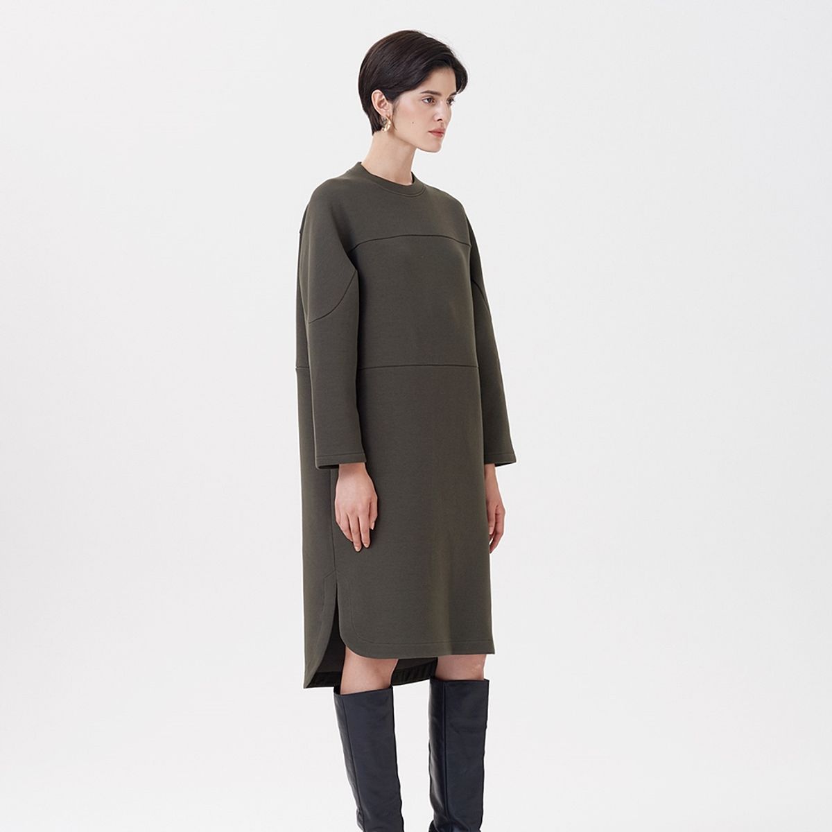 핀블랙(PINBLACK) TURTLE KNIT ONE-PIECE KHAKI
