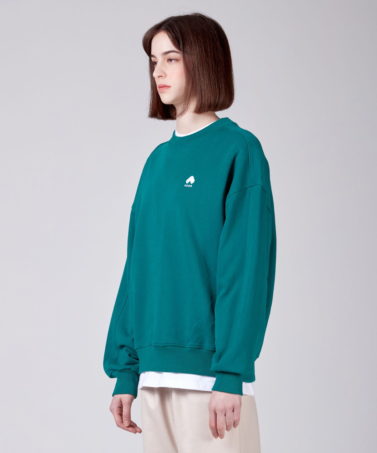 에스에스큐알(SSQR) Unisex Embroidered Sweatshirt VAN_01_GREEN_MEDIUM