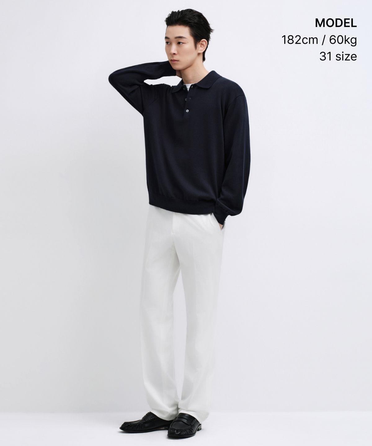 무신사 스탠다드(MUSINSA STANDARD) 세미 와이드 히든 밴딩 슬랙스 [화이트]