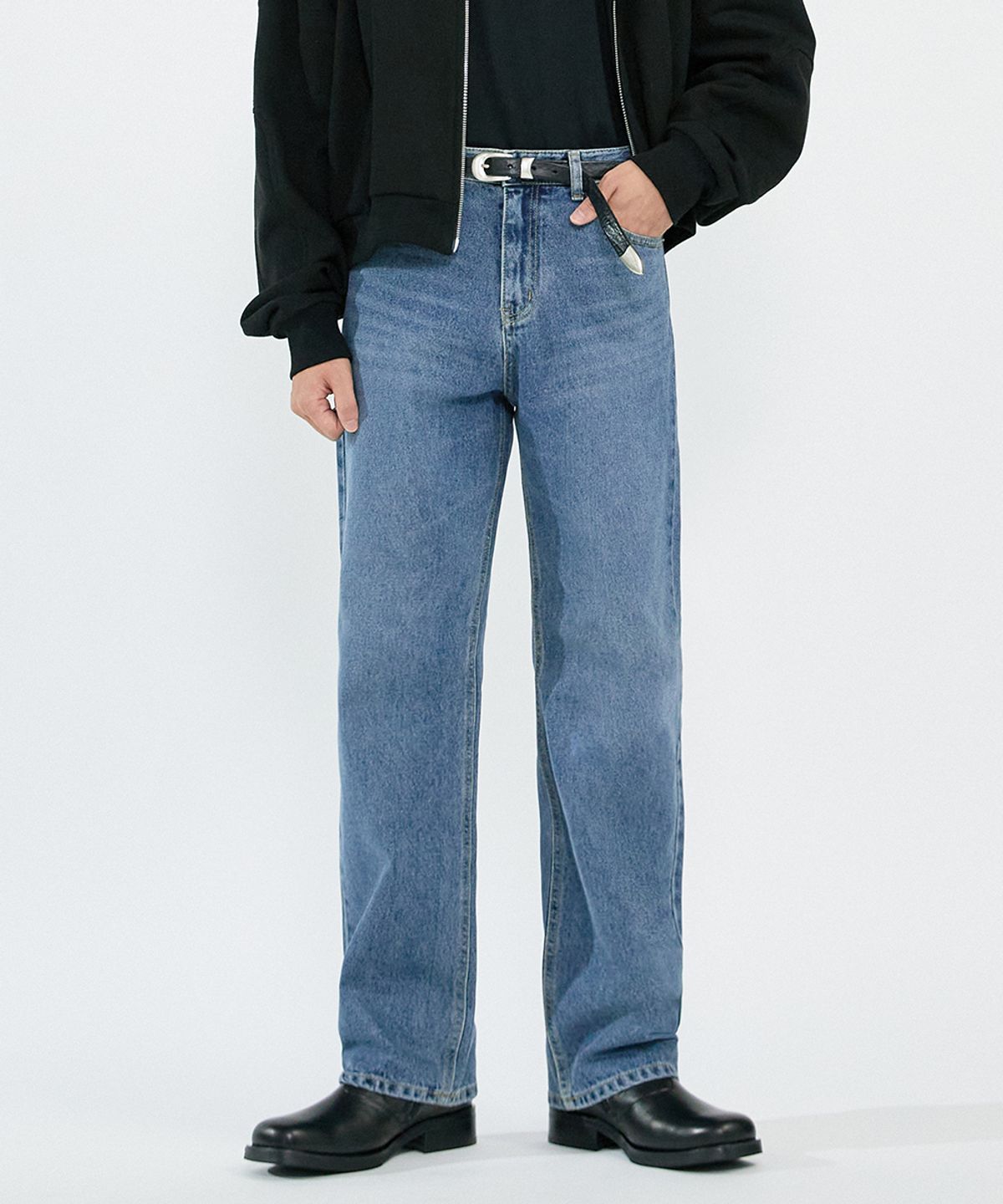 오더아카이브(ORDER ARCHIVE) Minimal wide jeans - 워시드블루
