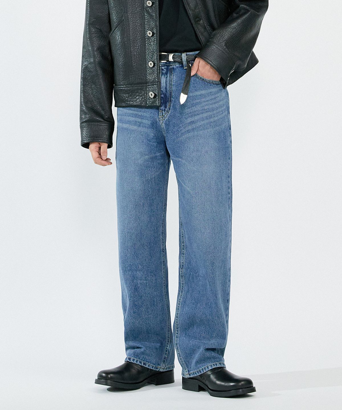 오더아카이브(ORDER ARCHIVE) Minimal wide jeans - 워시드블루