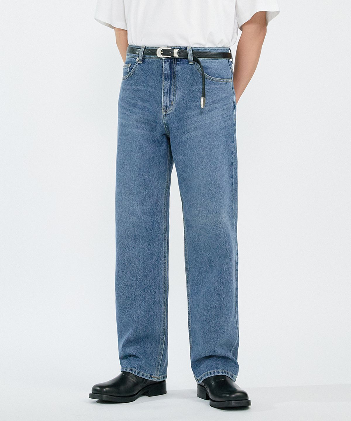 오더아카이브(ORDER ARCHIVE) Minimal wide jeans - 워시드블루