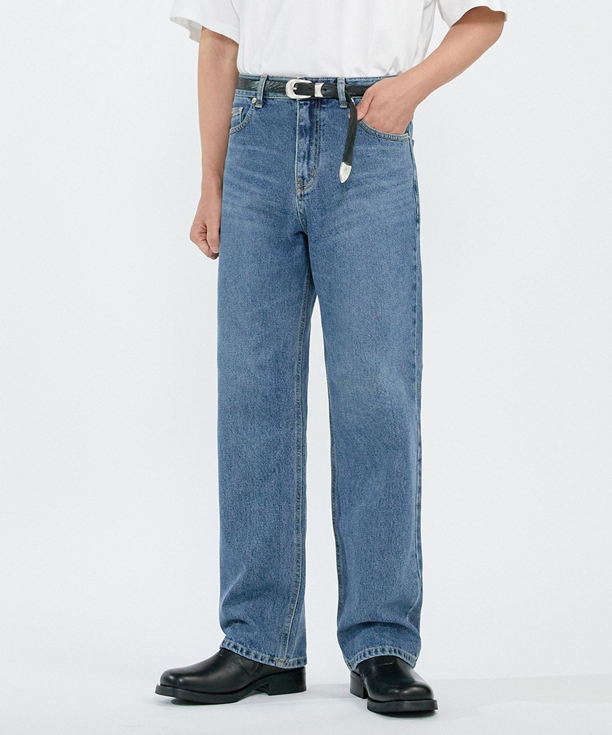 오더아카이브(ORDER ARCHIVE) Minimal wide jeans - 워시드블루