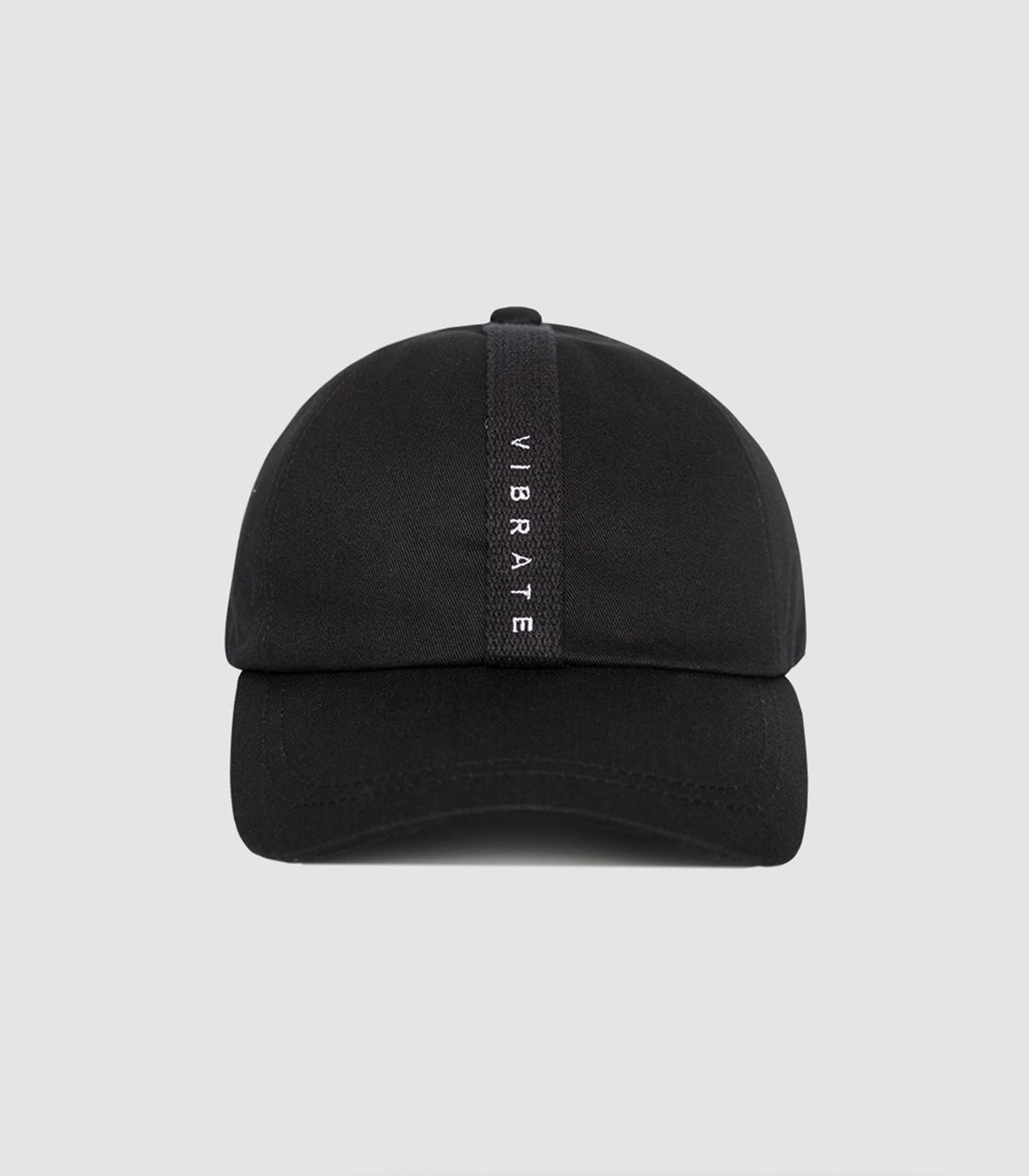 바이브레이트(VIBRATE) VERTICAL WEBBING LOGO BALL CAP (BLACK)