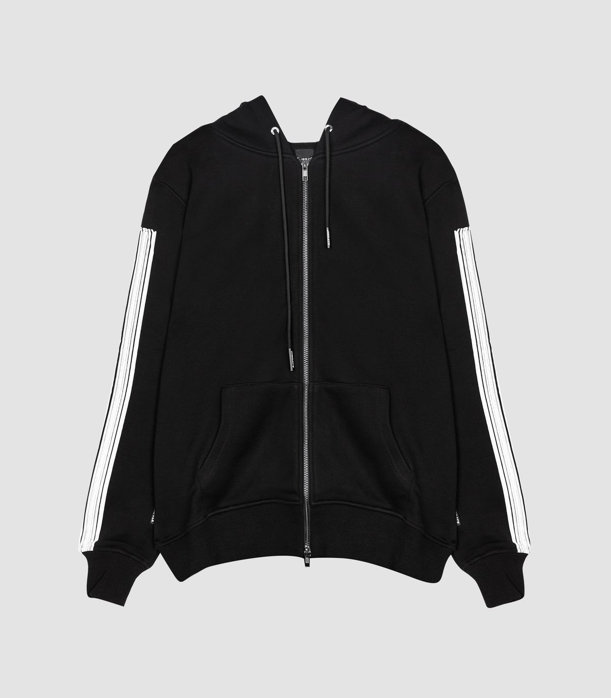 바이브레이트(VIBRATE) MINI LINE LOGO HOODIE ZIPUP (BLACK)