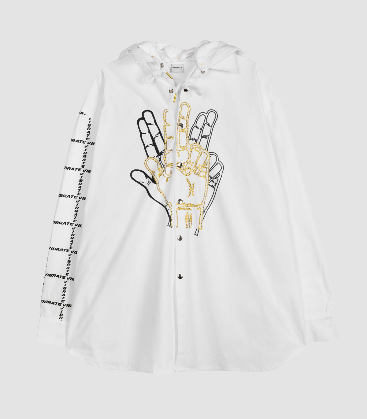 바이브레이트(VIBRATE) GOLDLINE CENTER FINGER HOODIE JACKET (WHITE)