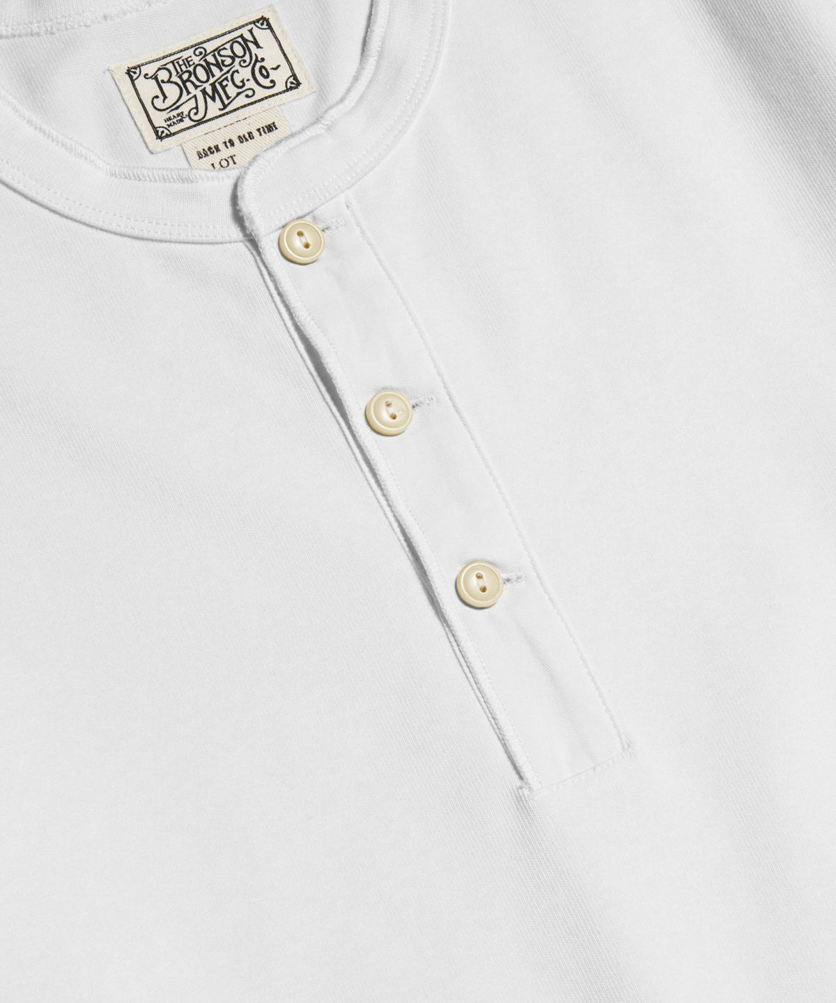 브론슨(BRONSON) Vintage Long Sleeve Henley Shirt White