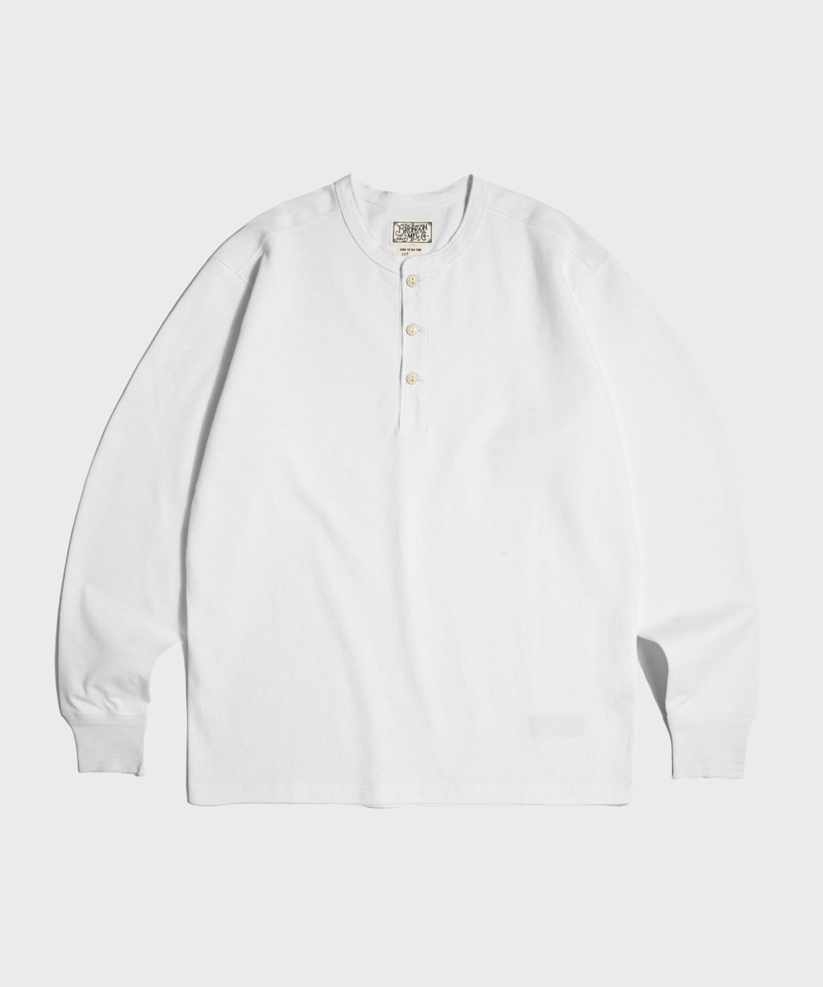 브론슨(BRONSON) Vintage Long Sleeve Henley Shirt White