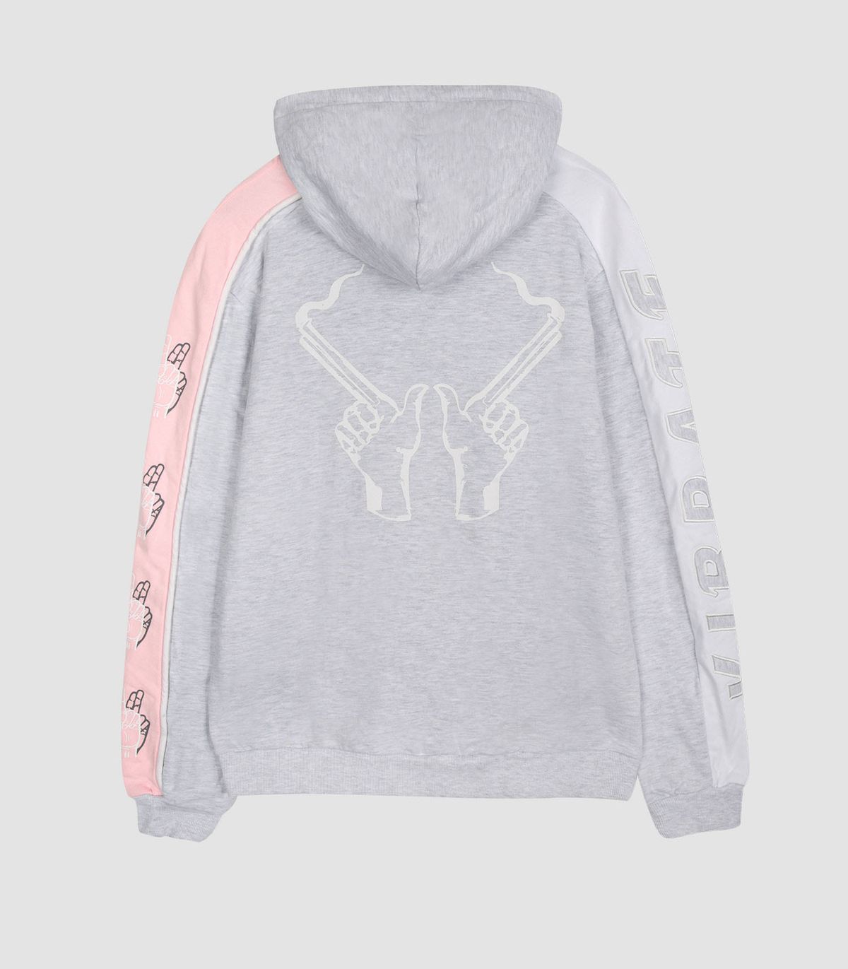 바이브레이트(VIBRATE) SLEEVE COLOR SCHEME HOODIE ZIPUP (MELANGE&PINK)