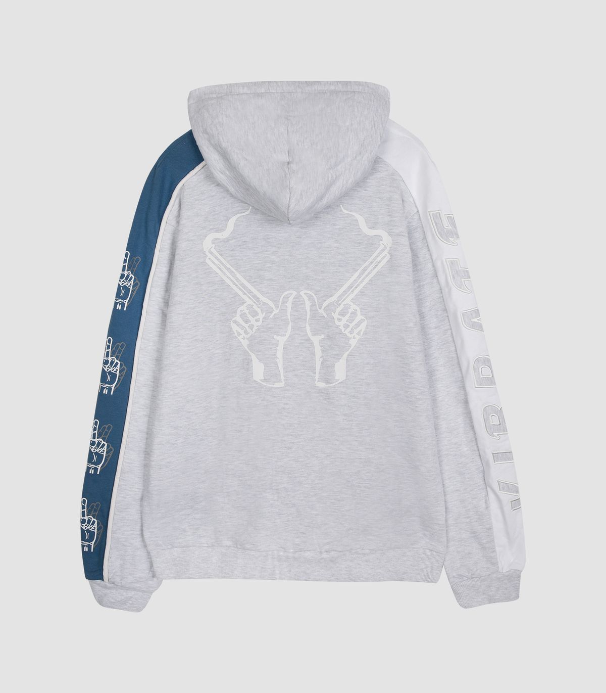 바이브레이트(VIBRATE) SLEEVE COLOR SCHEME HOODIE ZIPUP (MELANGE&BLUE)
