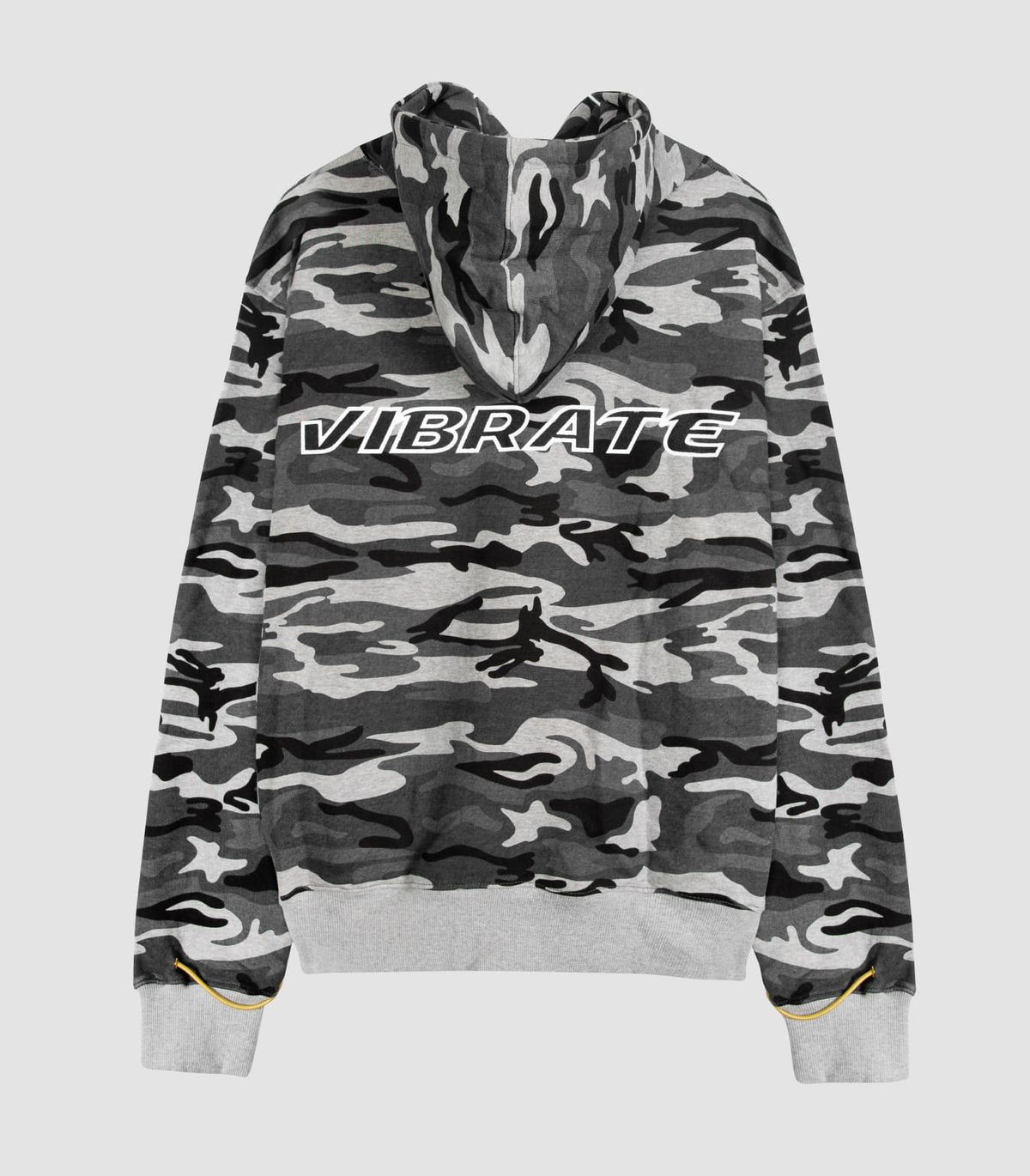 바이브레이트(VIBRATE) GOLDLINE SLEEVE STRING POINT HOODIE (BLACK CAMO)