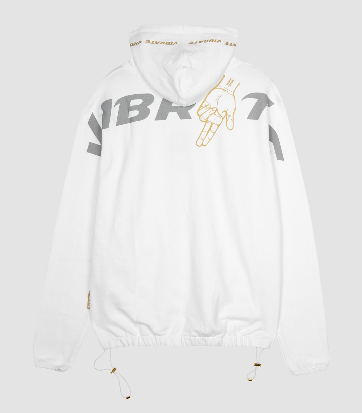 바이브레이트(VIBRATE) GOLDLINE LETTERING FINGER LOGO HOODIE (WHITE)
