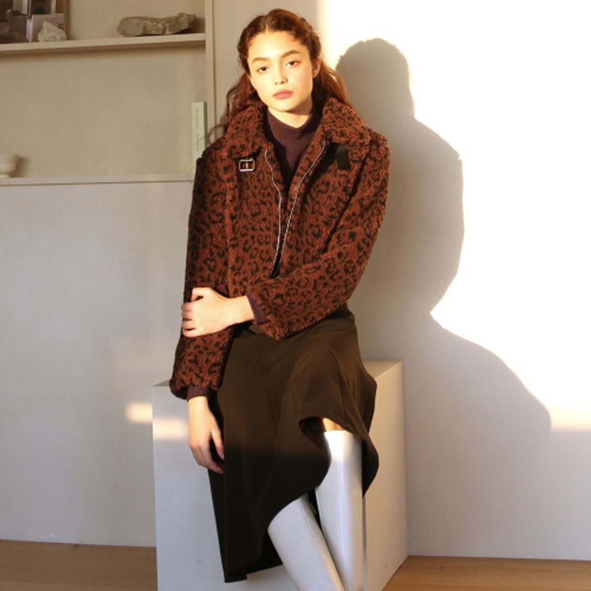 라티젠(LARTIGENT) LH BELTED SHEARING JACKET(BROWN)