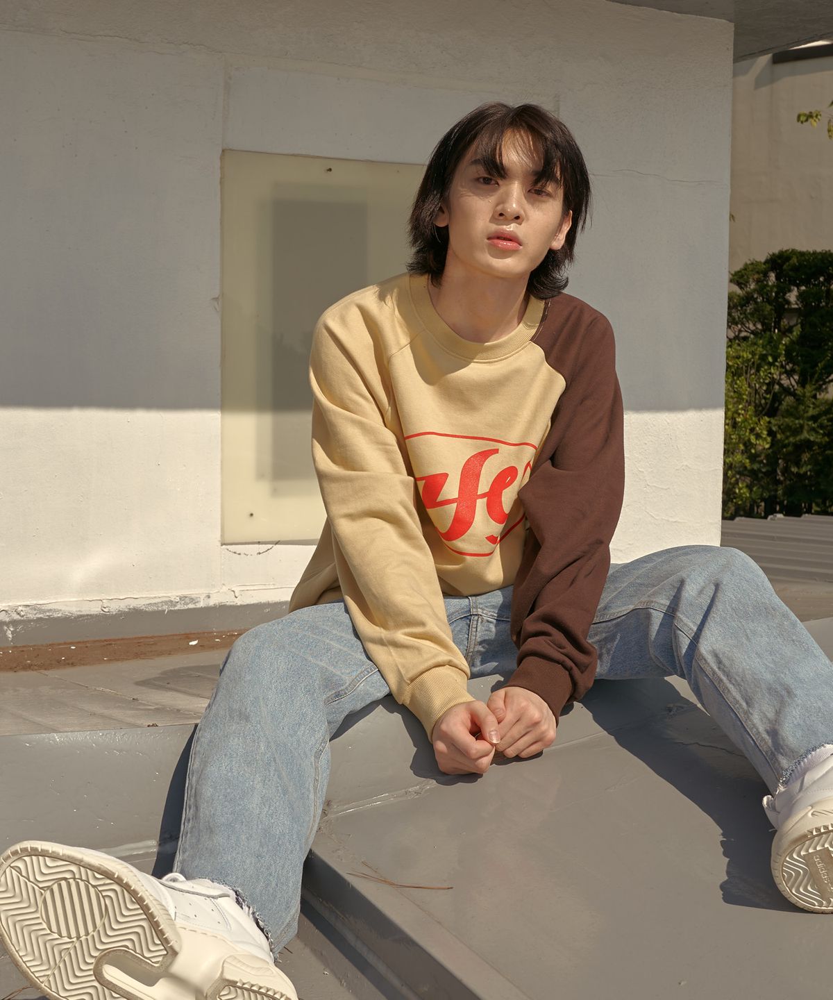 팽고(FANGOH) LOV.G 프린트 스웨트셔츠 soft yellow