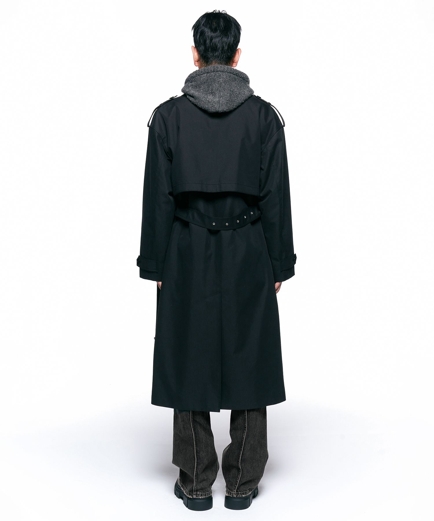 MUSINSA公式 | INSILENCE Oversize Trench Coat BLACK