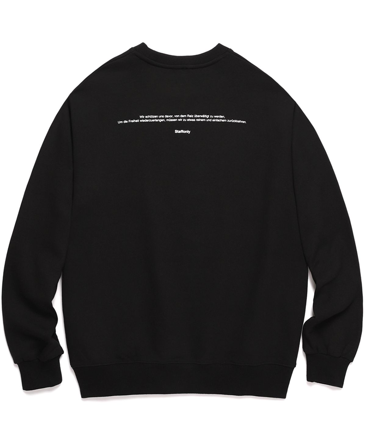 스텝온리(STAFFONLY) SLOGAN LOGO CREWNECK (BLACK)