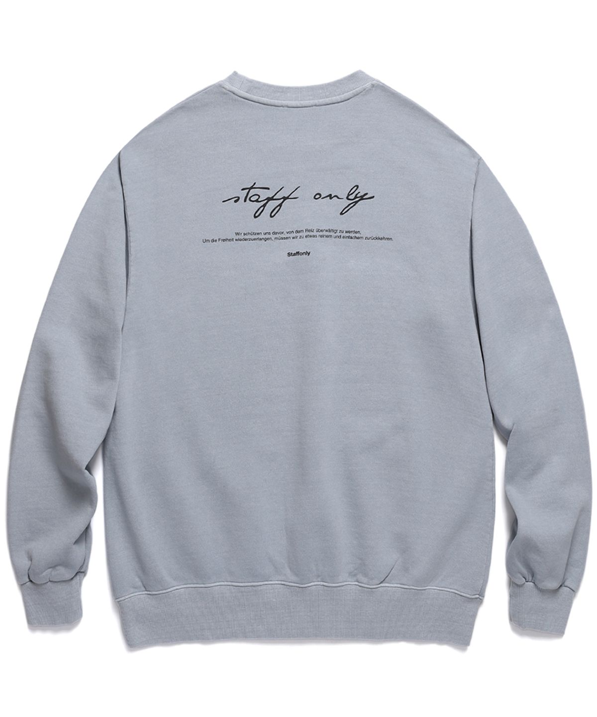 스텝온리(STAFFONLY) PIGMENT SIGN LOGO CREWNECK (WASHED SKY BLUE)