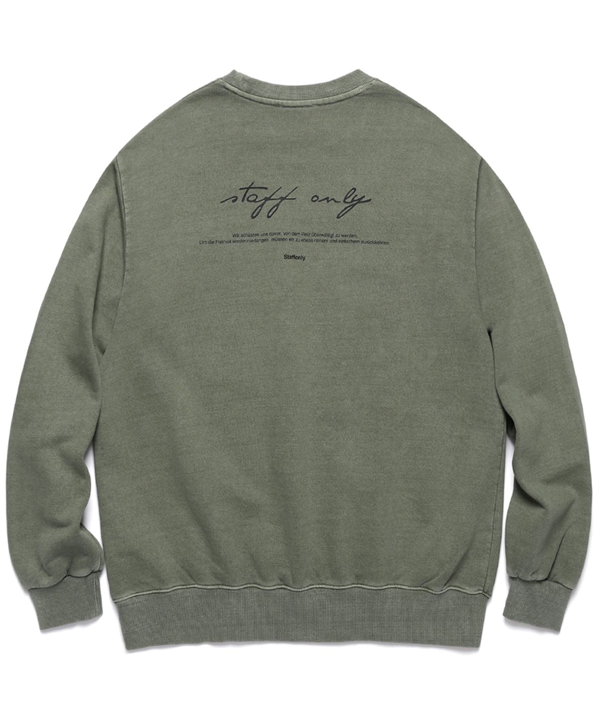 스텝온리(STAFFONLY) PIGMENT SIGN LOGO CREWNECK (WASHED KHAKI)