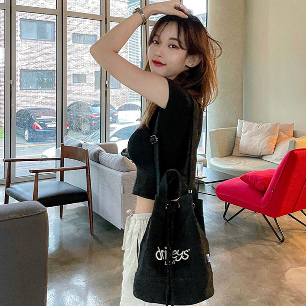 드릴리스(DRILLEYS) 투웨이 써클백 블랙 에코백 복조리
