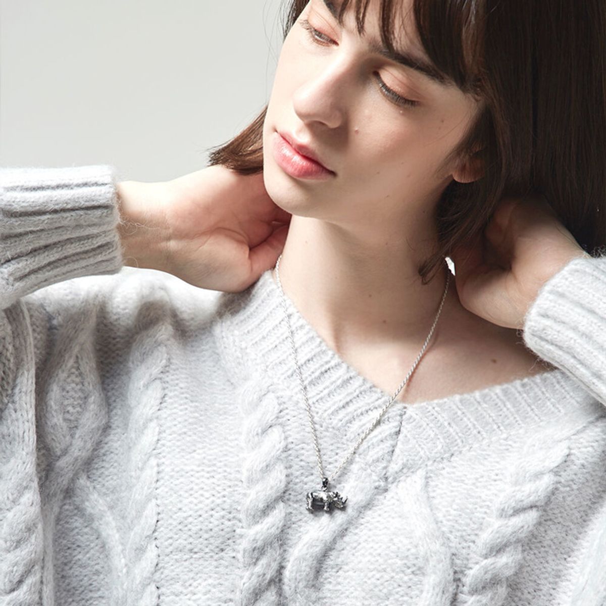 웨일투웨일(WHALE2WHALE) 흰코뿔소 목걸이_50cm