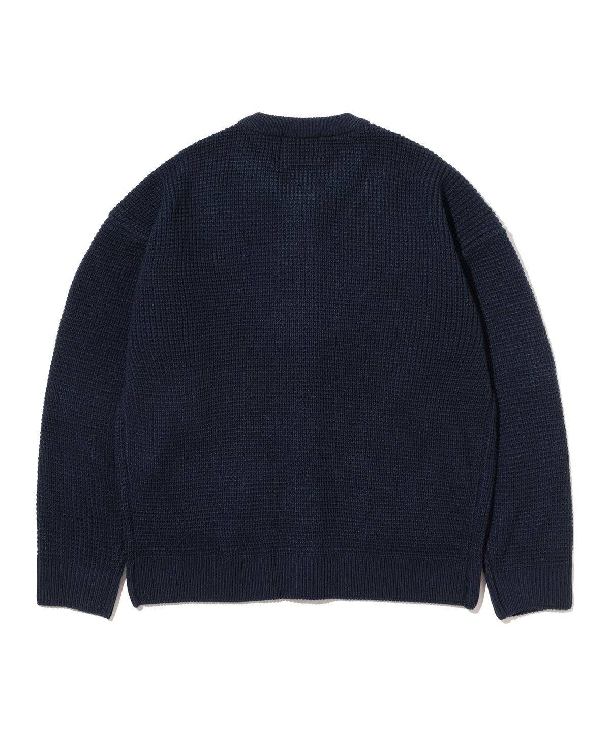 니티드(KNITTED) 안티필링 볼륨 와플 가디건 NAVY