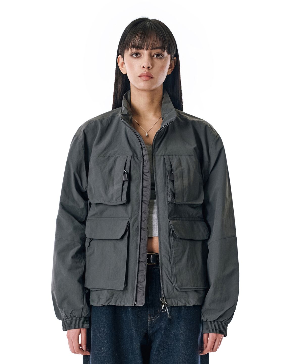 세컨모놀로그(SECONDMONO) Nylon Wind Field Jacket [DGRAY]_COOSJP026DGRAY