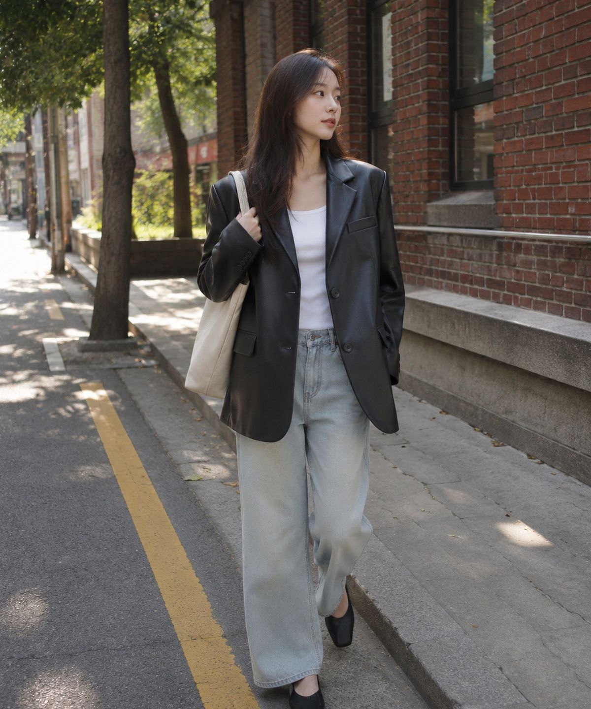 콜릿(KOLEAT) WOMEN 오버핏 마일드레더 블레이저 자켓
