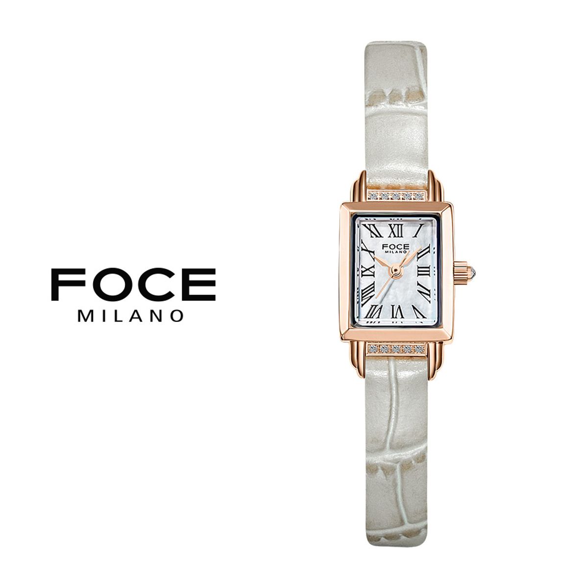 포체 레이디(FOCE LADY) 15mm 여성 스퀘어 가죽시계 FM1903L-RG