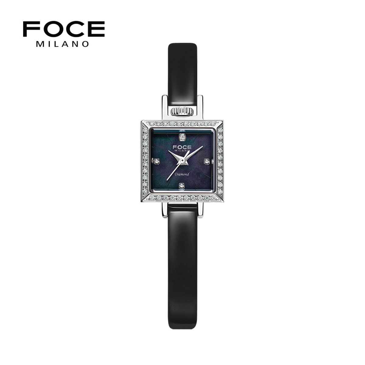 포체 레이디(FOCE LADY) 18mm 여성 다이아몬드 가죽시계 FM1912L-BK