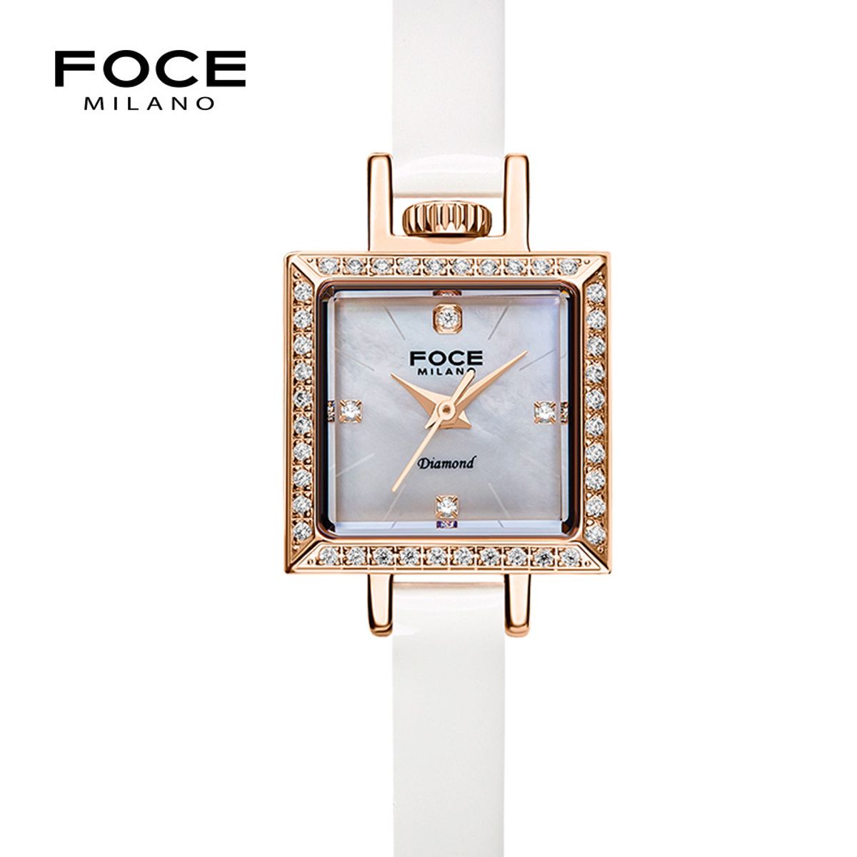 포체 레이디(FOCE LADY) 18mm 여성 다이아몬드 가죽시계 FM1912L-RG
