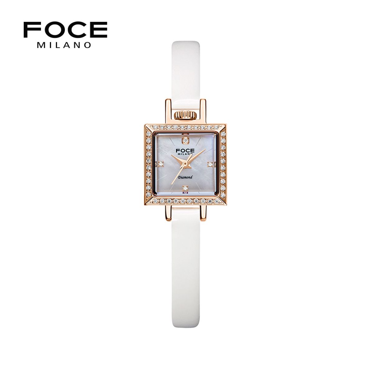 포체 레이디(FOCE LADY) 18mm 여성 다이아몬드 가죽시계 FM1912L-RG