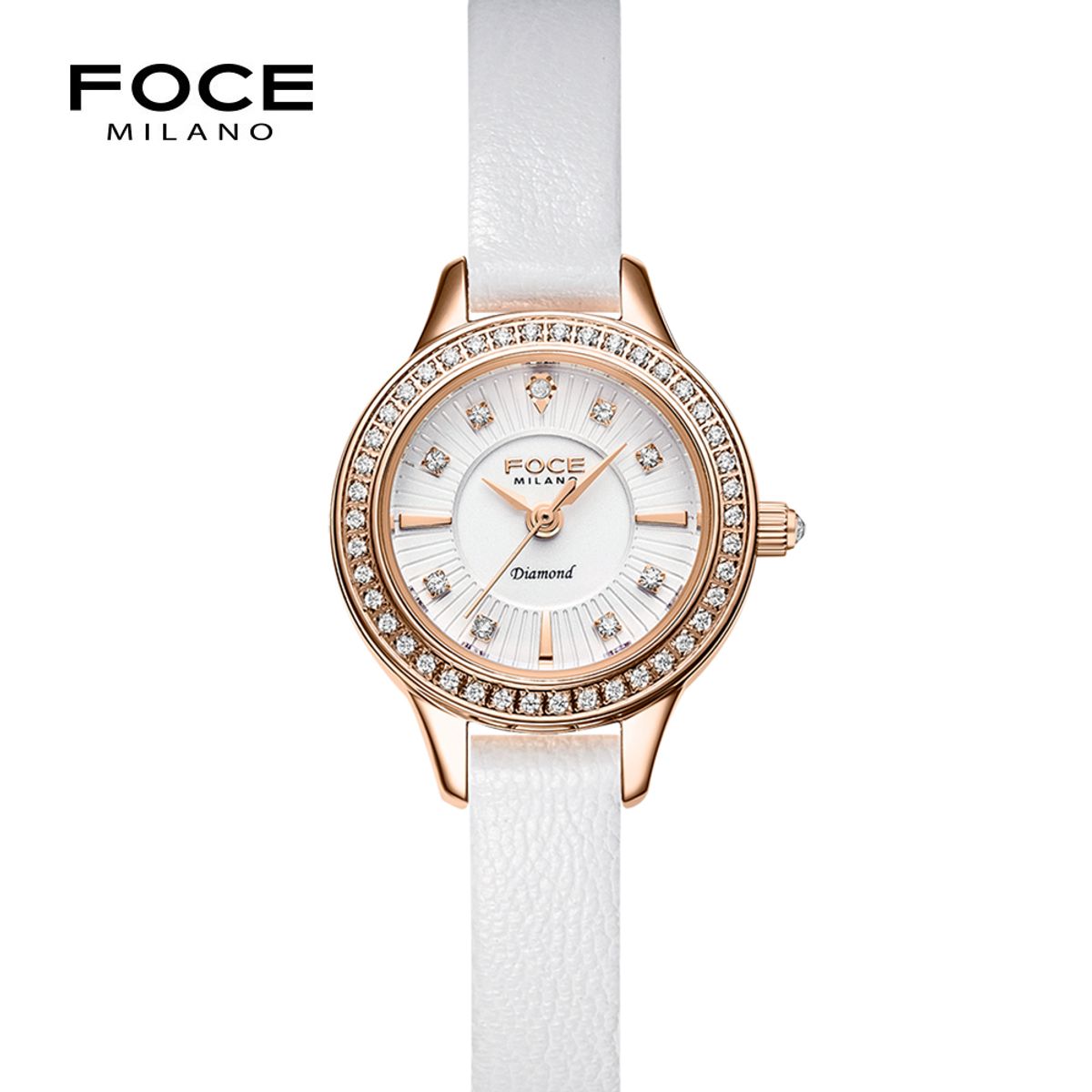 포체 레이디(FOCE LADY) 23mm 여성 다이아몬드 가죽시계 FM1928L-RG