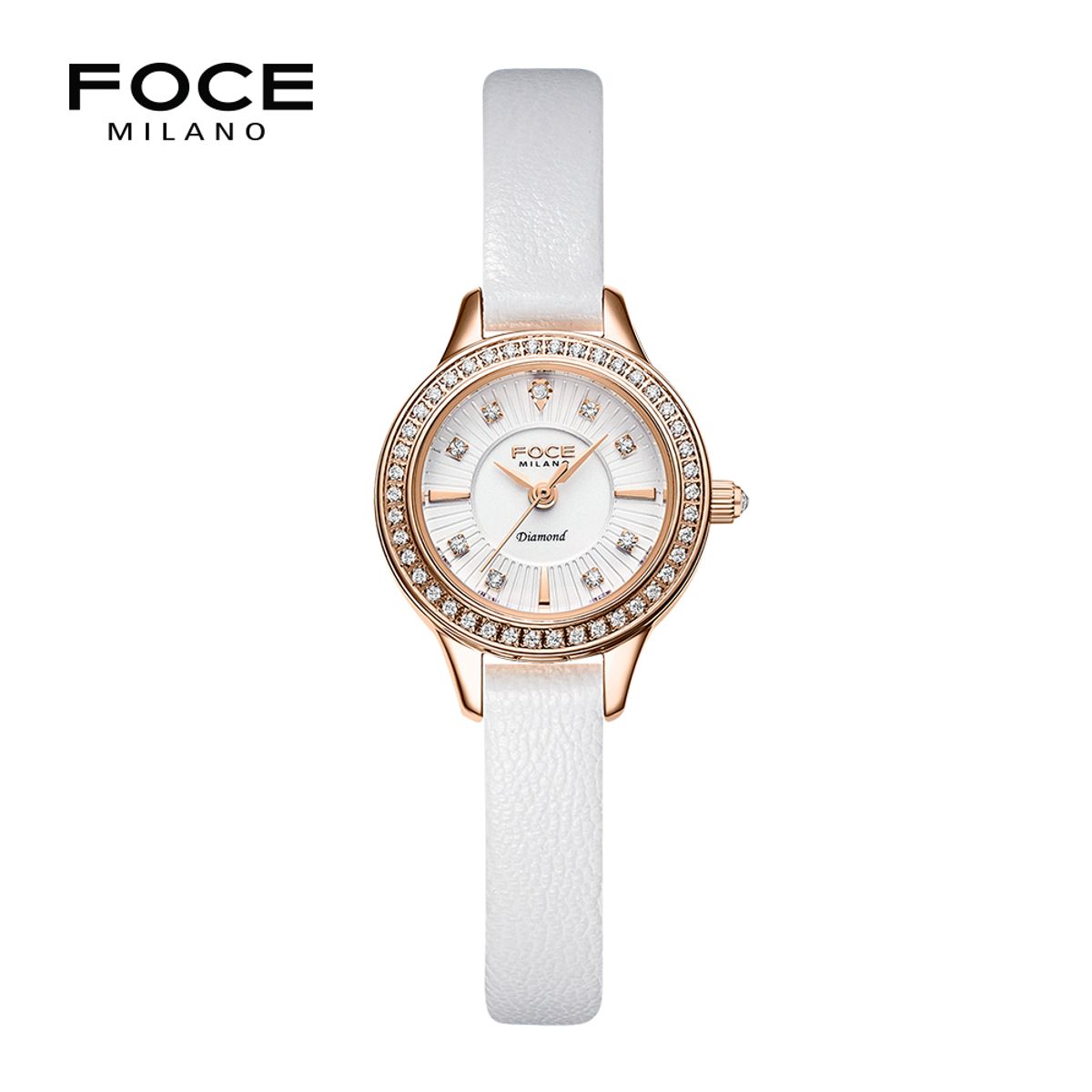 포체 레이디(FOCE LADY) 23mm 여성 다이아몬드 가죽시계 FM1928L-RG
