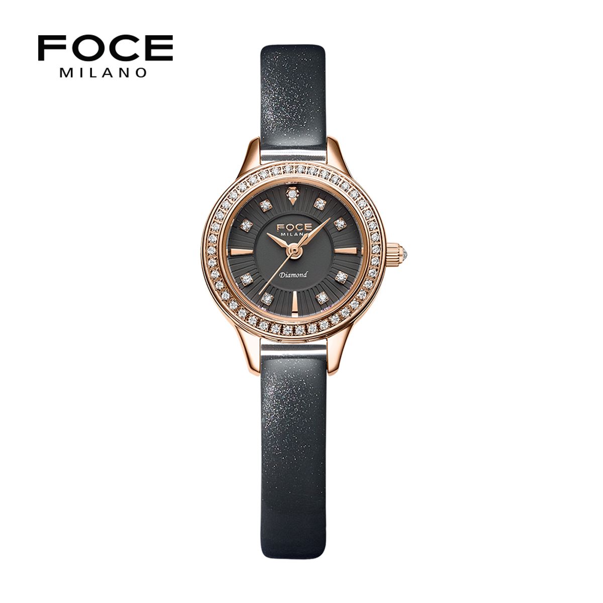 포체 레이디(FOCE LADY) 23mm 여성 다이아몬드 가죽시계 FM1928L-GRG