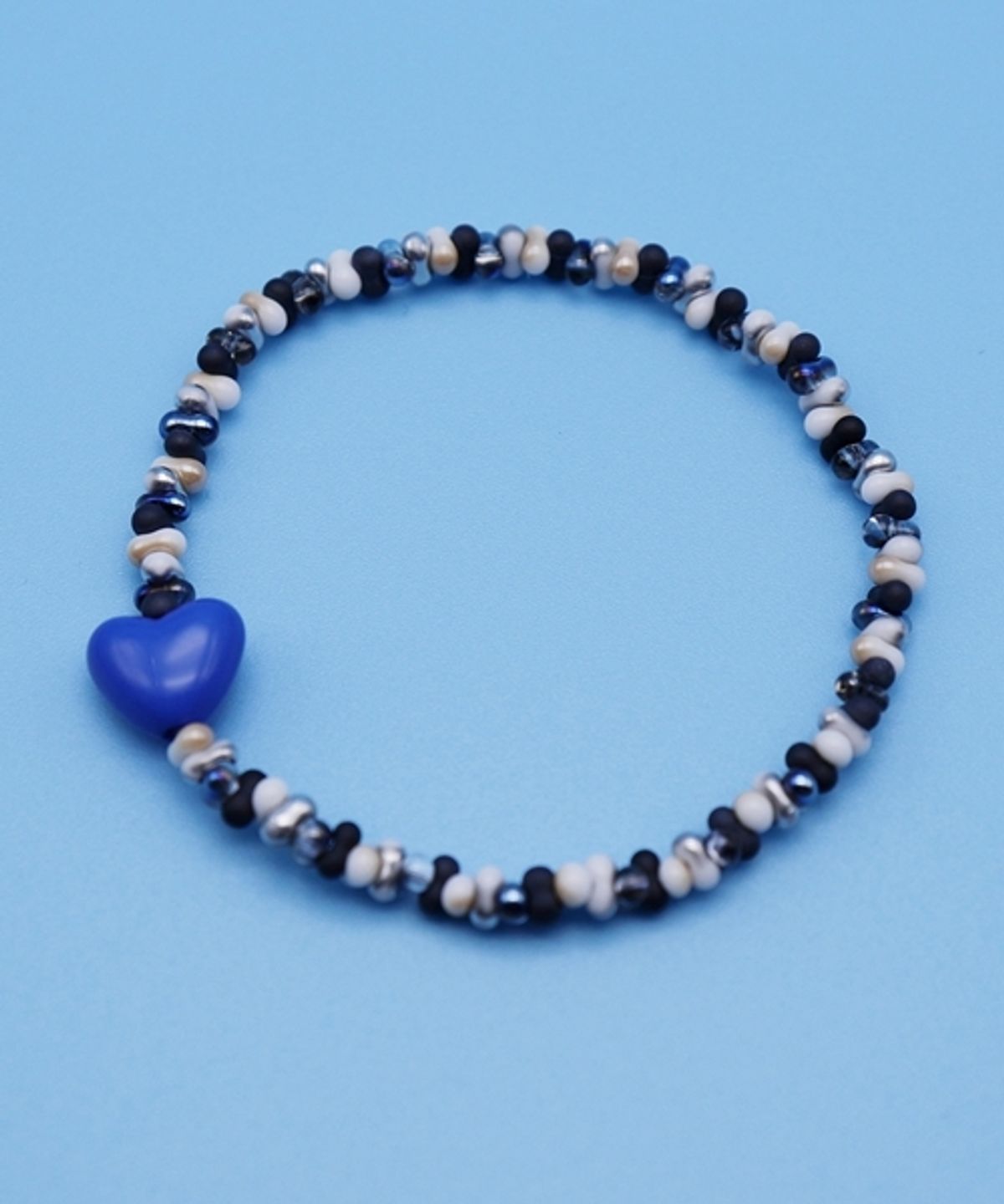 봉보(BONBEAU) Heart point cute beads Bracelet 블루 레드 하트 비즈팔찌