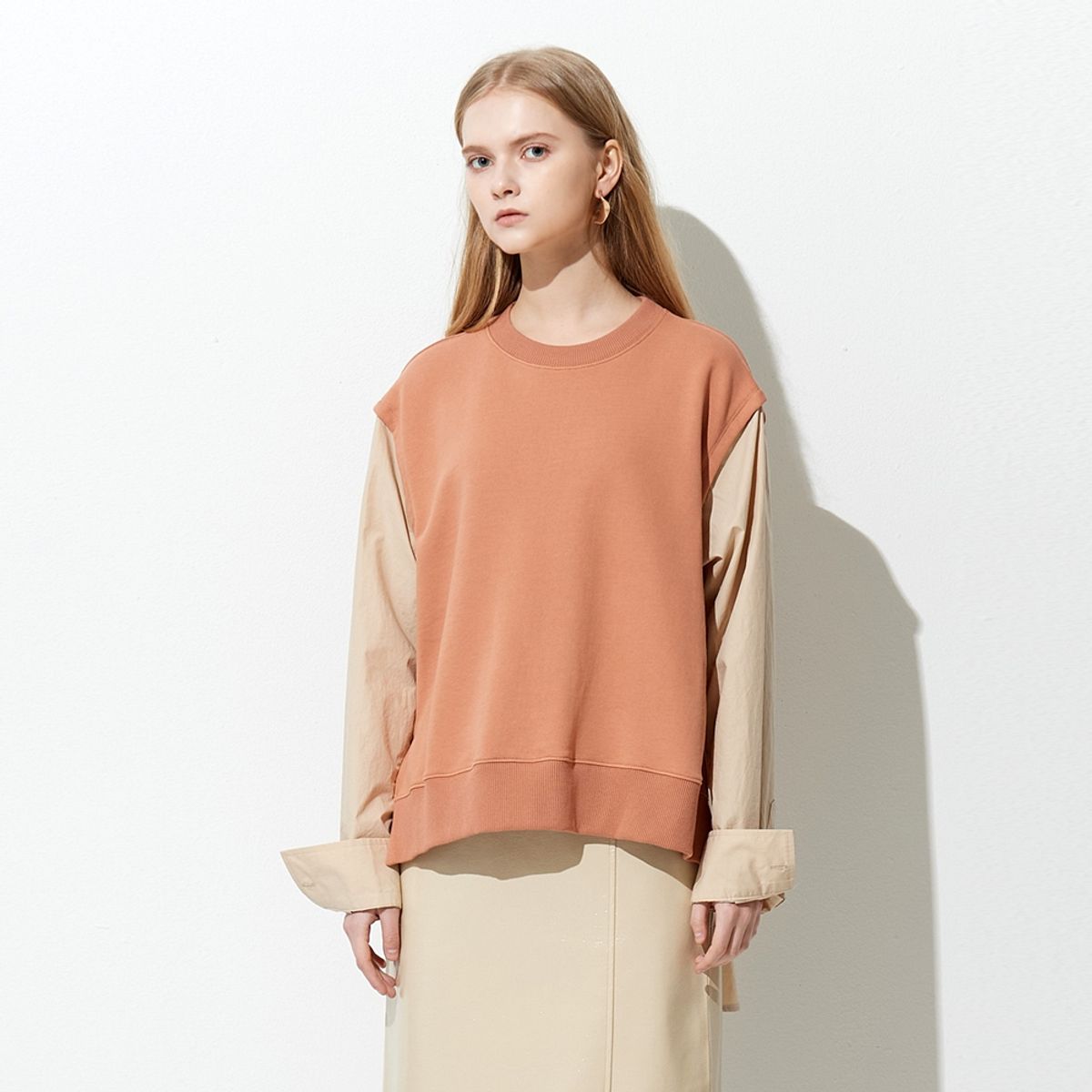 핀블랙(PINBLACK) TWO MIX SHIRT MTM ORANGE