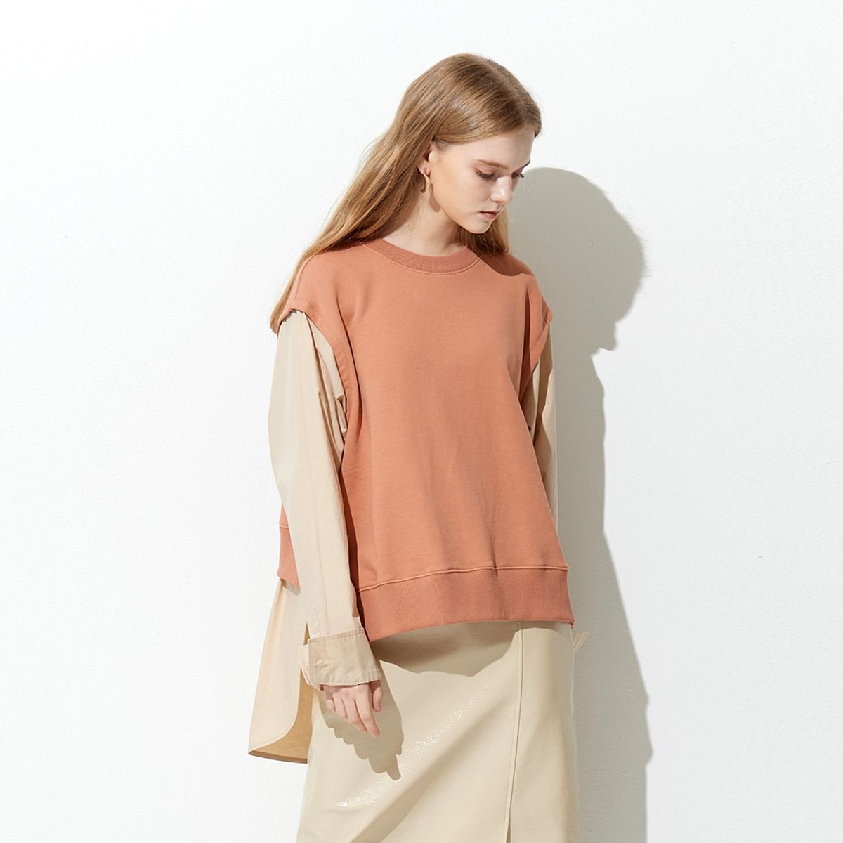 핀블랙(PINBLACK) TWO MIX SHIRT MTM ORANGE