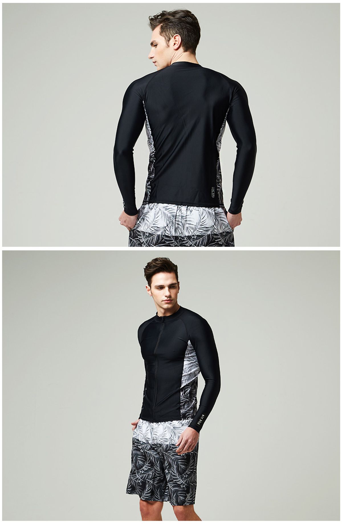 베이직엘르(BASIC ELLE) 남자 배색집업 래쉬가드 BEM-S931K
