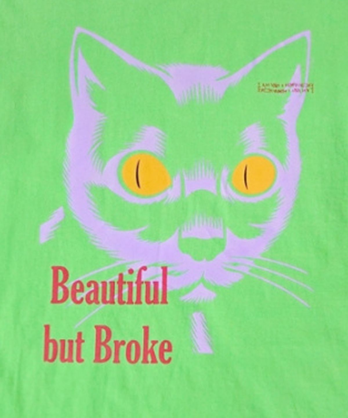 아임낫어휴먼비잉(I AM NOT A HUMAN BEING) The Cat Face Long Sleeve T-Shirt - GREEN