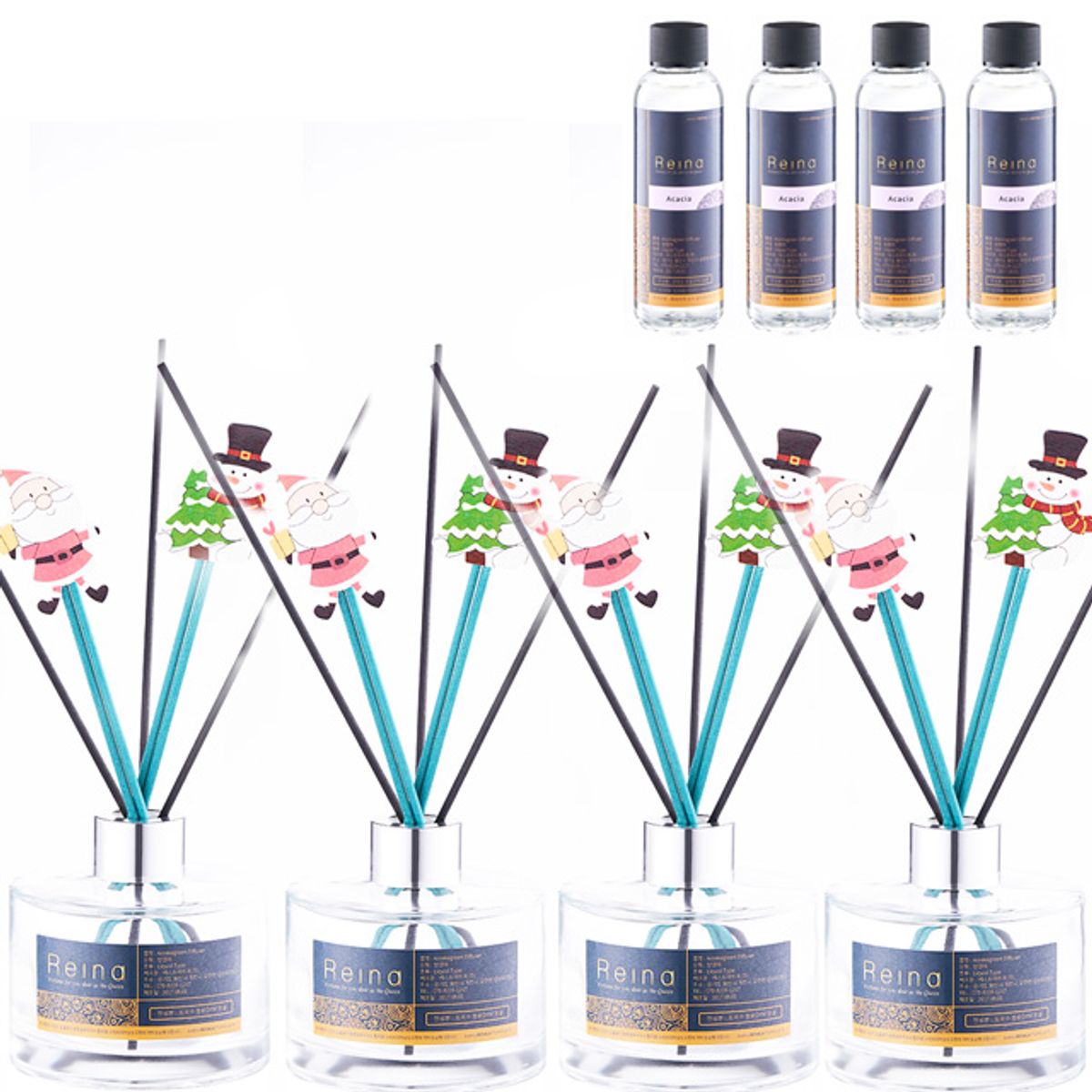 레이나퍼퓸(REINA PERFUME) 크리스마스 디퓨저세트 공병4+리필4+픽10개