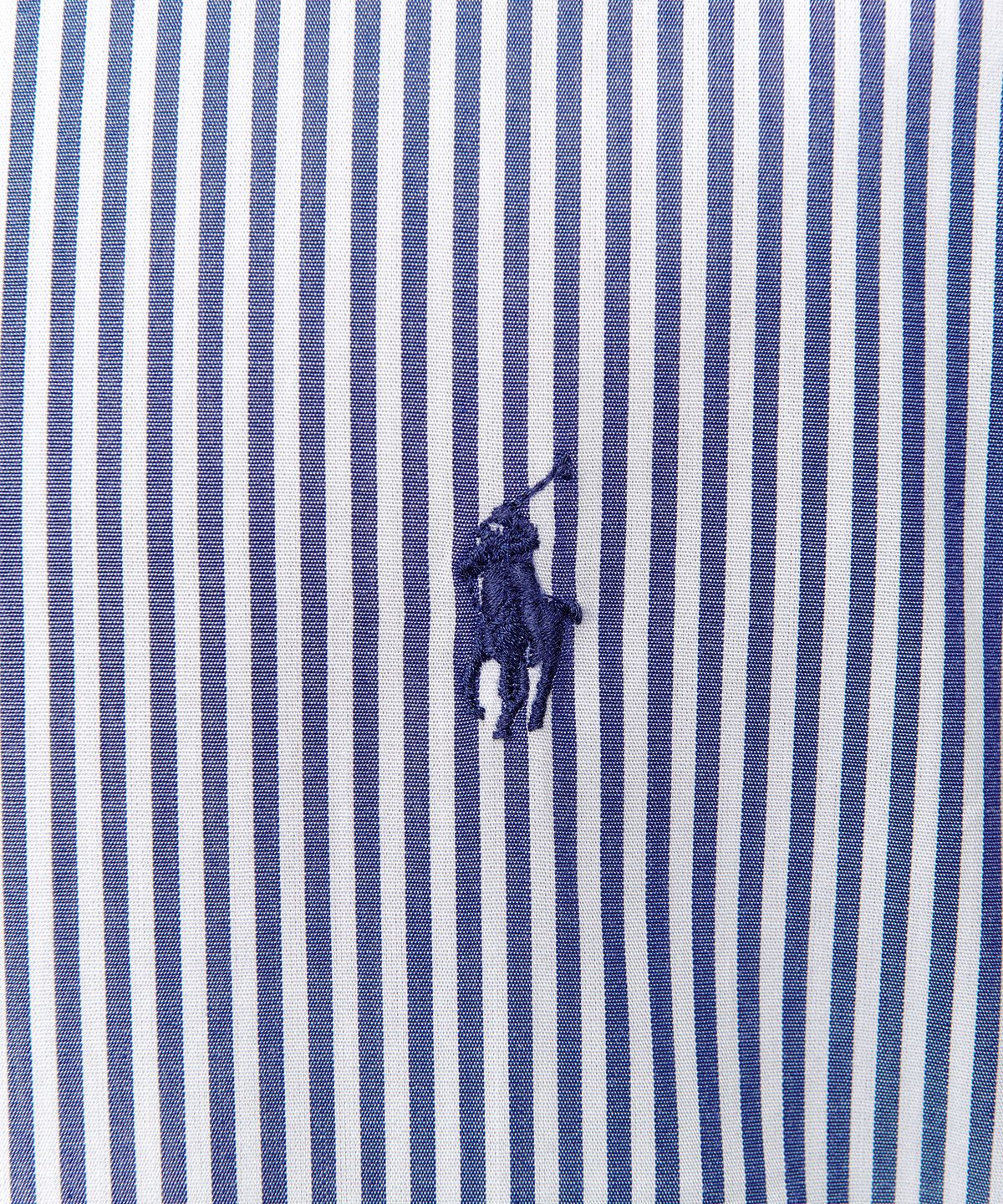 폴로 랄프 로렌(POLO RALPH LAUREN) 슬림 핏 스트라이프 포플린 셔츠 - 블루