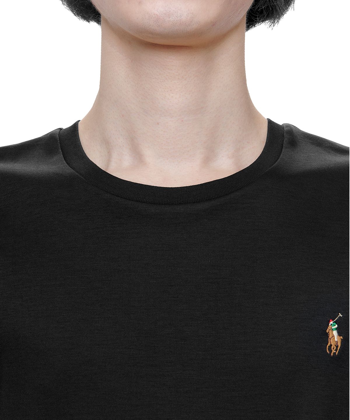 폴로 랄프 로렌(POLO RALPH LAUREN) 커스텀 슬림 소프트 코튼 티-블랙