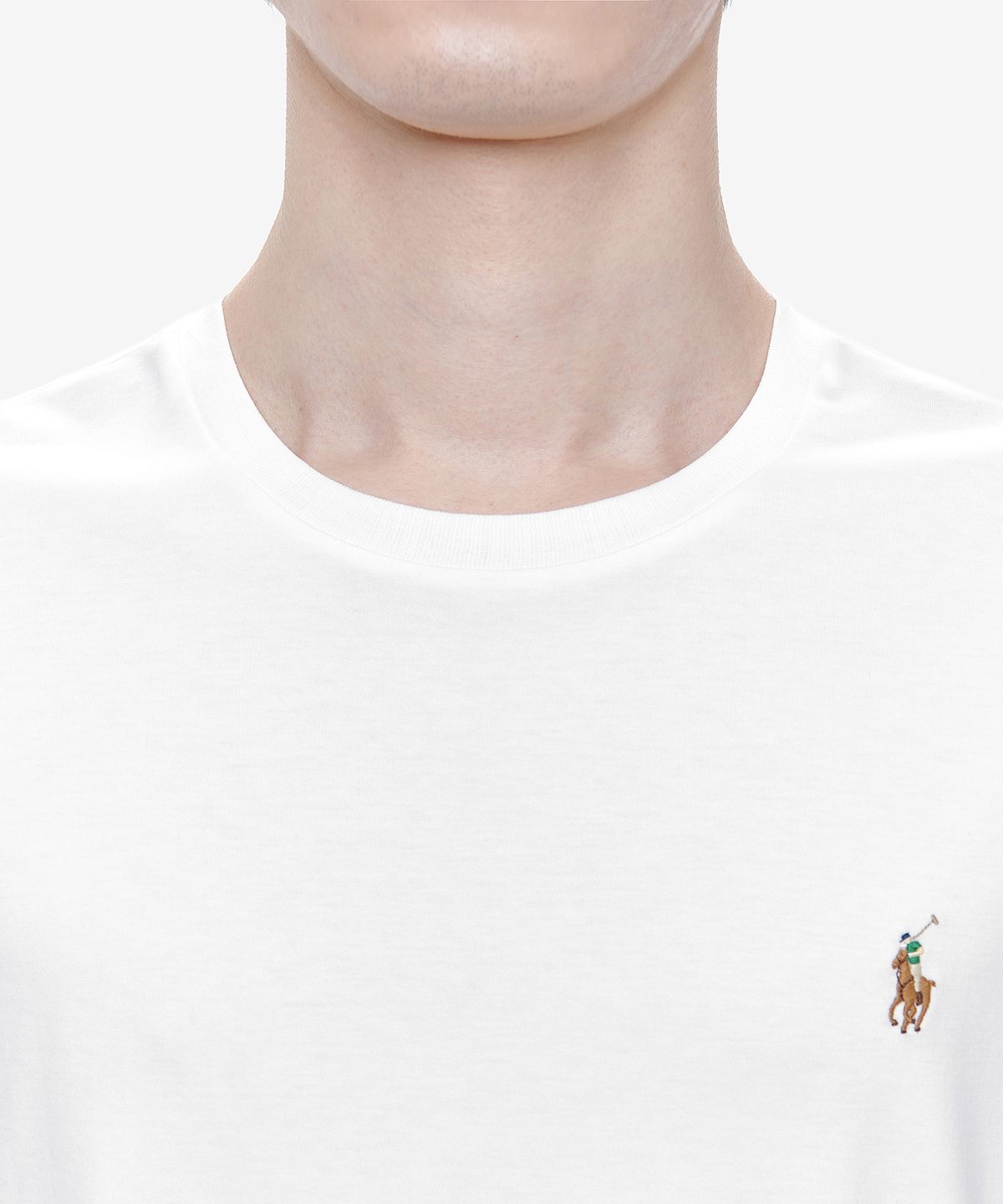 폴로 랄프 로렌(POLO RALPH LAUREN) 커스텀 슬림 소프트 코튼 티-화이트