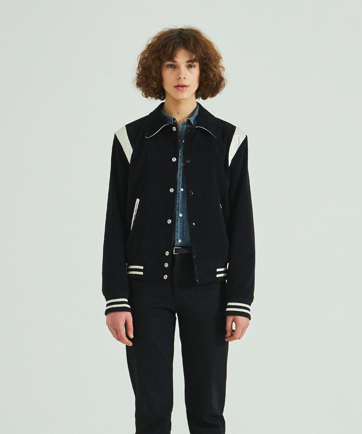 롤링스튜디오(ROLLINGSTUDIOS) CORDUROY VARSITY JACKET BLACK