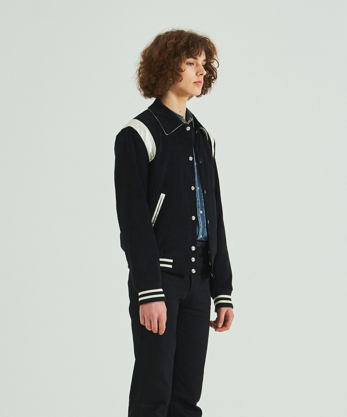 롤링스튜디오(ROLLINGSTUDIOS) CORDUROY VARSITY JACKET BLACK
