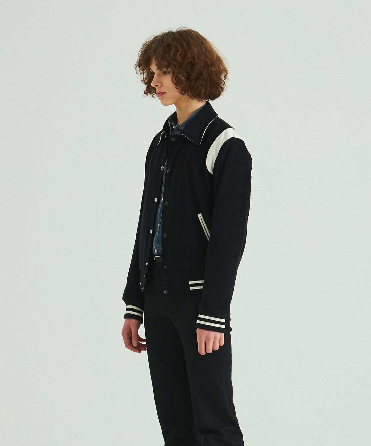 롤링스튜디오(ROLLINGSTUDIOS) CORDUROY VARSITY JACKET BLACK