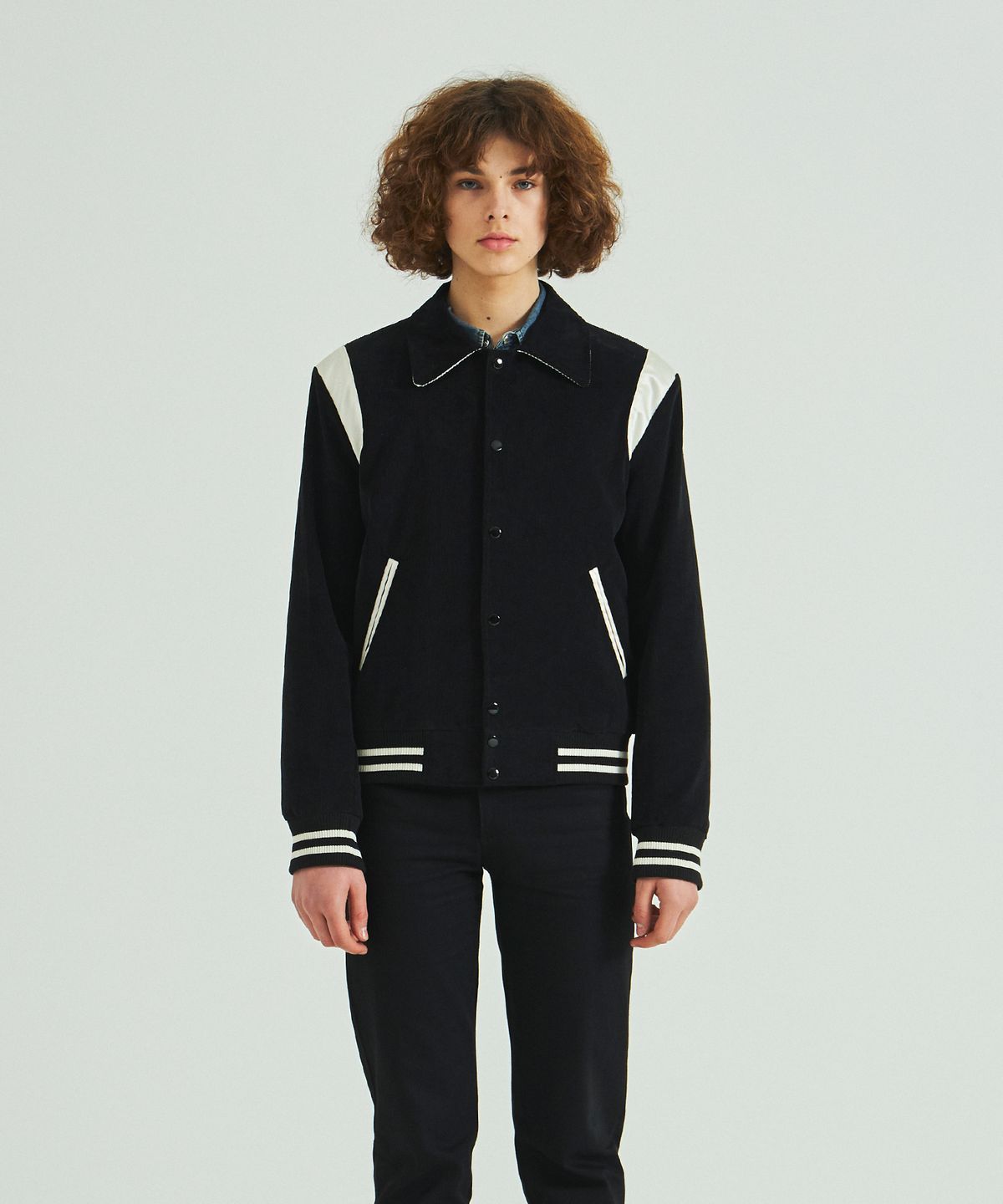 롤링스튜디오(ROLLINGSTUDIOS) CORDUROY VARSITY JACKET BLACK
